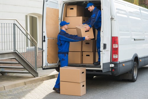 Packed boxes and furniture ready for a house move in Redbridge