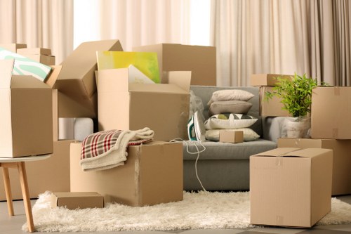 Careful loading of household items into a moving van