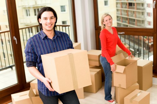 Packed boxes and home move preparation inside a Redbridge house