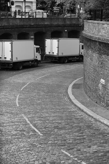 A white flatbed van with a partially covered cargo area is parked on a paved area beneath a railway bridge. The van's rear doors are open, revealing a load of cardboard boxes and packing materials inside the cargo space. A green fabric cover is draped over part of the load to secure the items. The bridge overhead is constructed of metal trusses supported by stone pillars, with a train visible on the elevated track above. The surrounding environment includes some trees and urban features, indicating a city or town setting. This scene depicts a typical loading process during home relocation or furniture transport, with the van positioned for ease of loading or unloading. The presence of packaging materials suggests careful packing and moving activities, consistent with professional removals services by Man With a Van Redbridge, as part of a same-day removal operation covered on the webpage about Redbridge house removals.